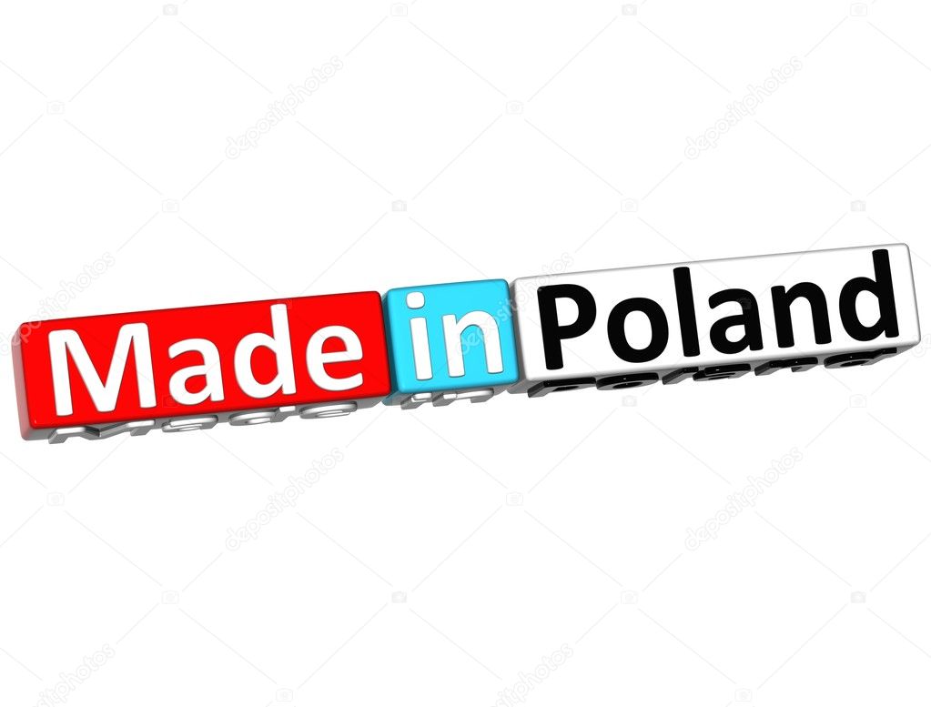 3D Made in Poland over white background