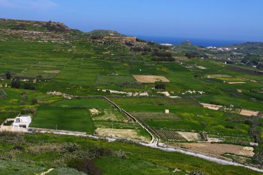 gozo, malta, Akdeniz in kırsal manzara manzara