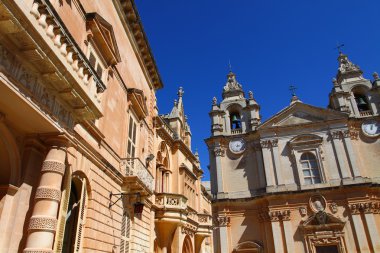 Facade of the St. Paul's Cathedral, Mdina, Malta clipart