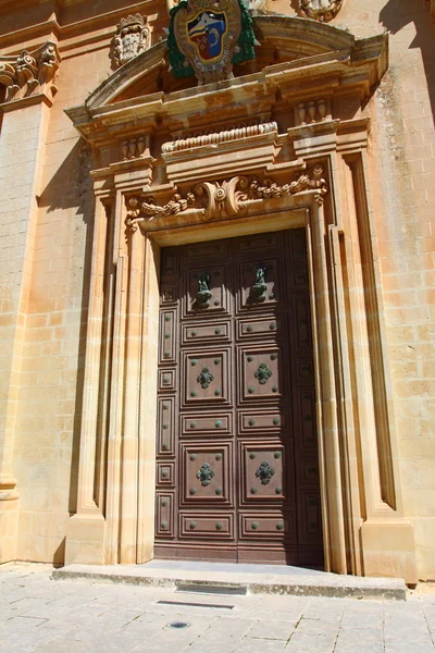 Fasada katedry Świętego Pawła, mdina, malta — Zdjęcie stockowe