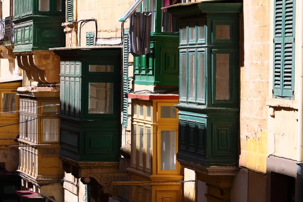 Traditionele maltese balkon, valletta, malta — Stockfoto