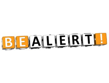 3D Be Alert Cube text clipart