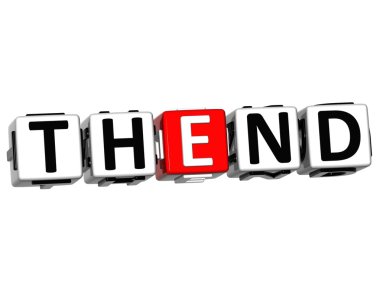 3D The End Cube text clipart