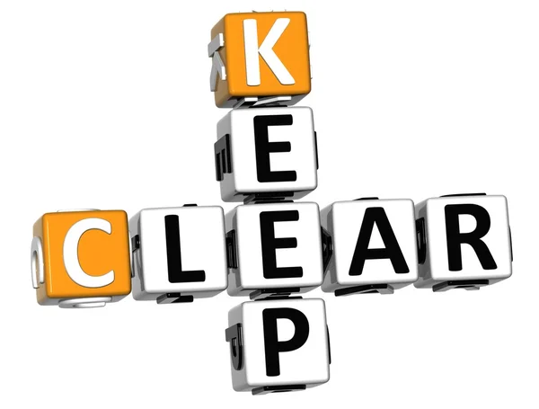 3D Keep Clear Crossword text — Stock Photo, Image