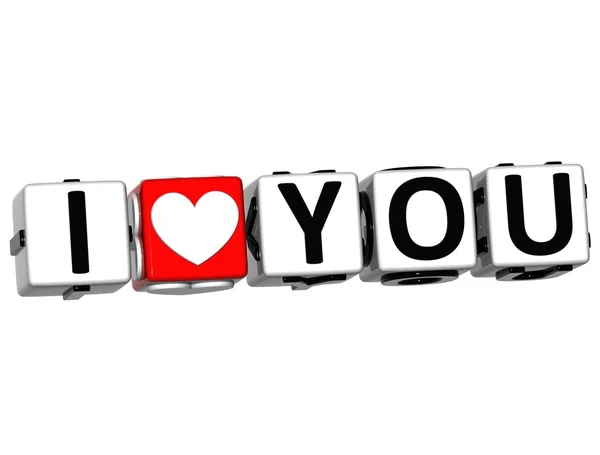3D Love You Button cube text — Stock Photo, Image