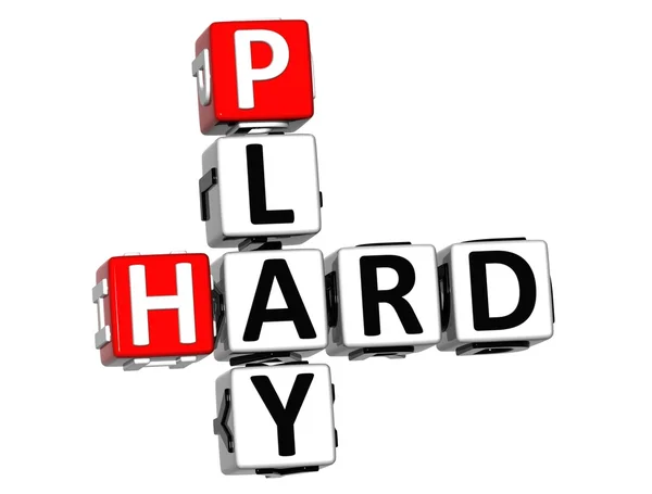 3D Play Hard Crossword text — Stock Photo, Image