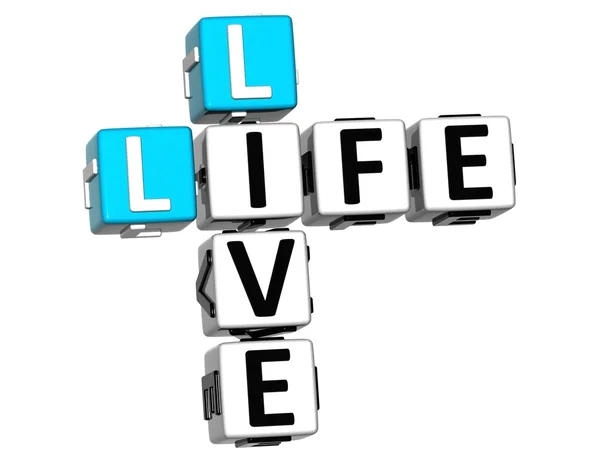 Texto de palavras cruzadas 3D Live Life — Fotografia de Stock