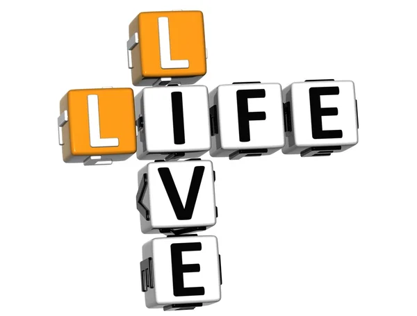 3D Live Life Crossword text — Stock Photo, Image