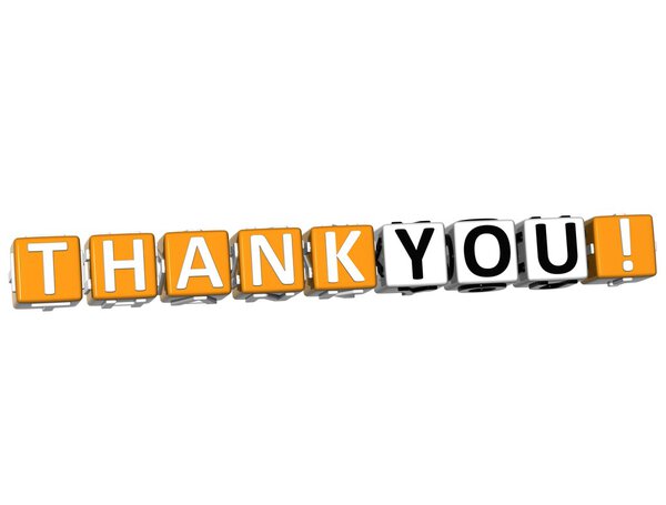 3D Thank You Cube text on white background