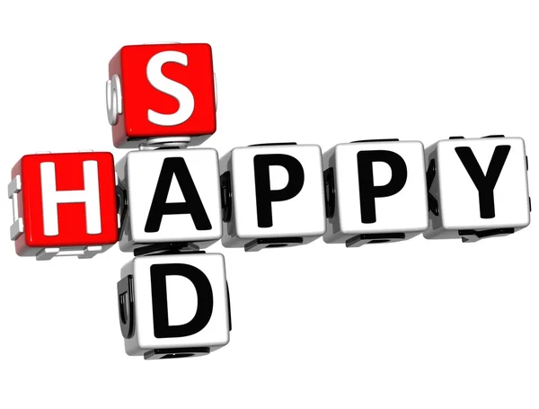 3D-gelukkig triest kruiswoordraadsel — Stockfoto