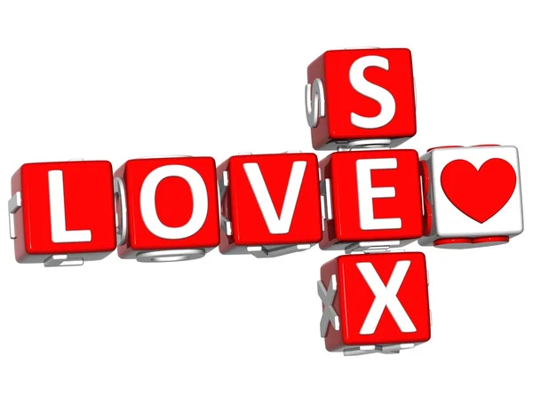 Amor 3D Sexo Seguro Texto de palavras cruzadas — Fotografia de Stock