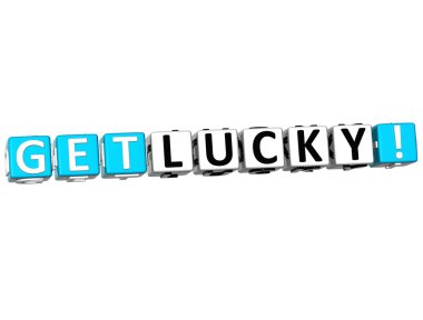 3D get lucky blok üzerinde beyaz metin