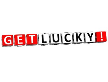 3D get lucky blok üzerinde beyaz metin