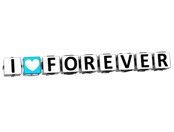 3D I Love Forever Crossword Block text — Stock Photo, Image