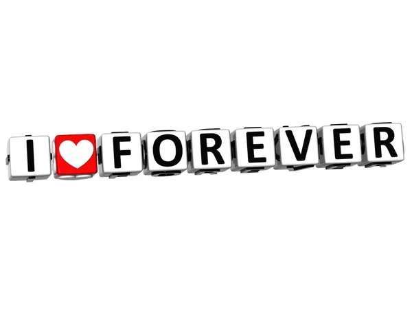 3D I Love Forever Crucigrama Bloquear texto —  Fotos de Stock