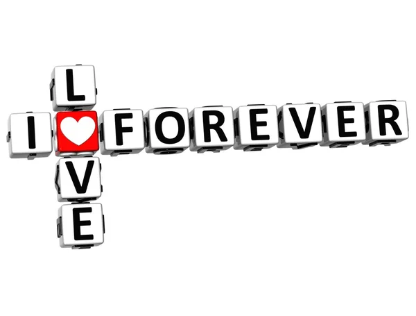 3D I Love Forever Crucigrama Bloquear texto — Foto de Stock