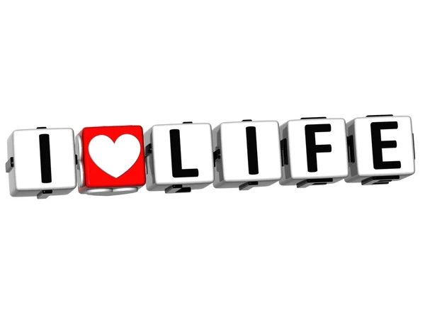 3D I Love Life Crossword Block text — Stock Photo, Image