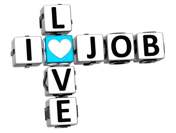 3D I Love Job Mots croisés Bloc texte — Photo