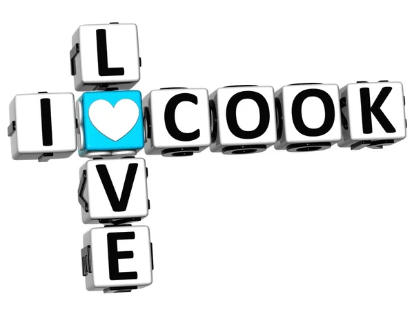 3D I Love Cook Mots croisés Bloc texte — Photo