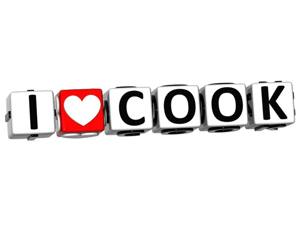 3D I Love Cook Mots croisés Bloc texte — Photo