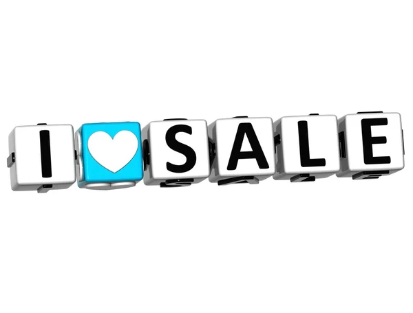 3D I Love Sale Crossword Block text — Stock Photo, Image