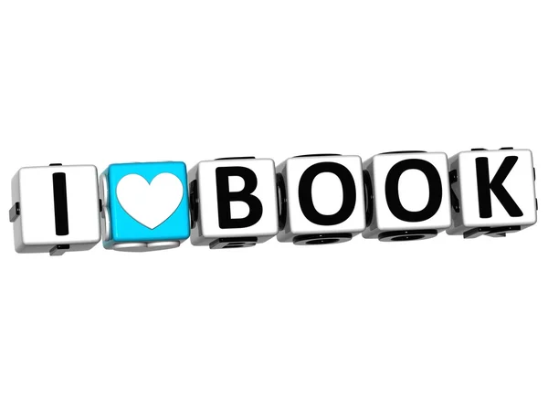 3D I Love Book Crossword Block text — Stock Photo, Image