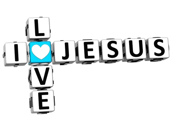 3D I Love Jesus Crossword Block text — Stock Photo, Image