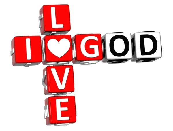 3D I Love God Crossword Block text — Stock Photo, Image