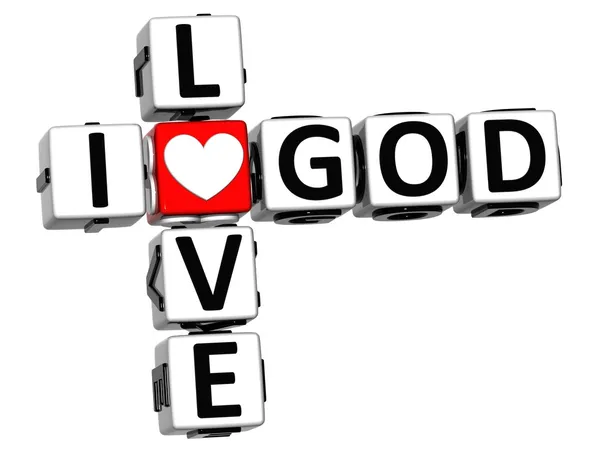 3D I Love God Crossword Block text — Stock Photo, Image