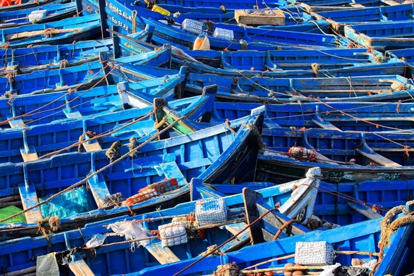 Blå båtar, essaouira, Marocko. HDR-bild — Stockfoto