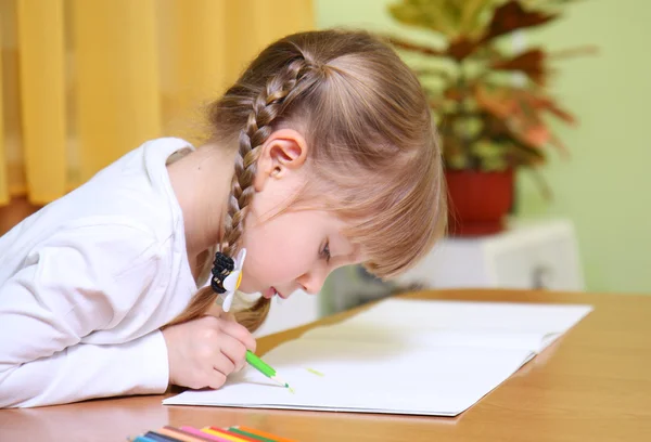 Child draw with colorful crayons — Stock Photo, Image