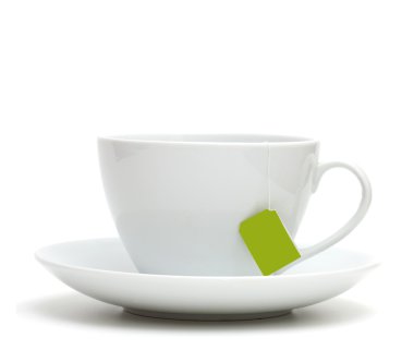 Cup of tea with tea bag (blank label) clipart