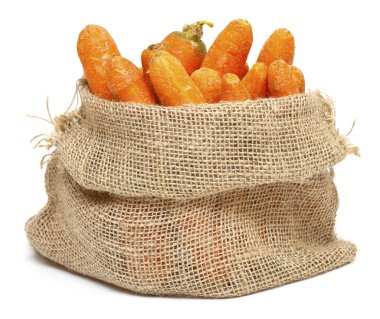 Carrots in a burlap bag clipart