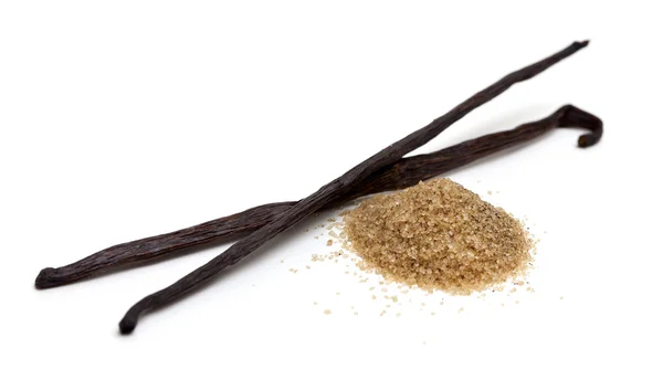 stock image Vanilla beans and brown vanilla sugar