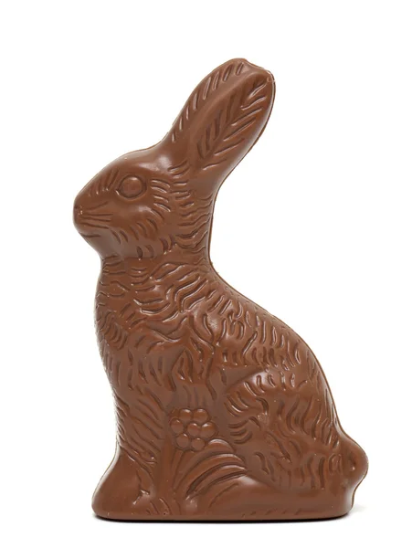 Coelho de chocolate de Páscoa no fundo branco — Fotografia de Stock