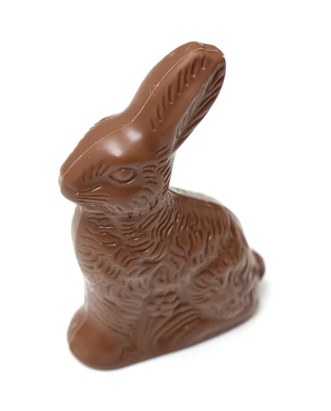 Coniglietto di cioccolato pasquale su sfondo bianco — Foto Stock