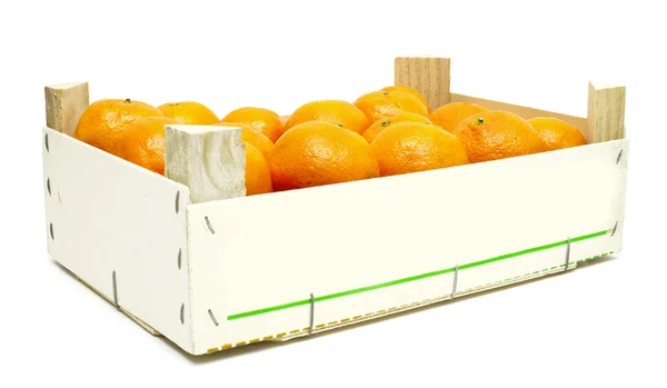 Mandarinky v dřevěné krabici — Stock fotografie