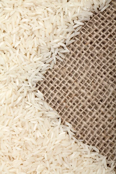 Rice on sackcloth — Stock Photo, Image