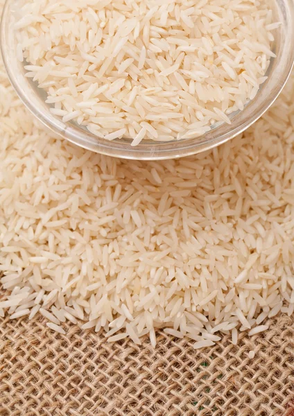 Rice on sackcloth — Stock Photo, Image