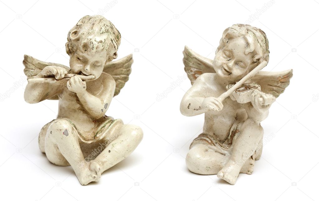 Two angel statues