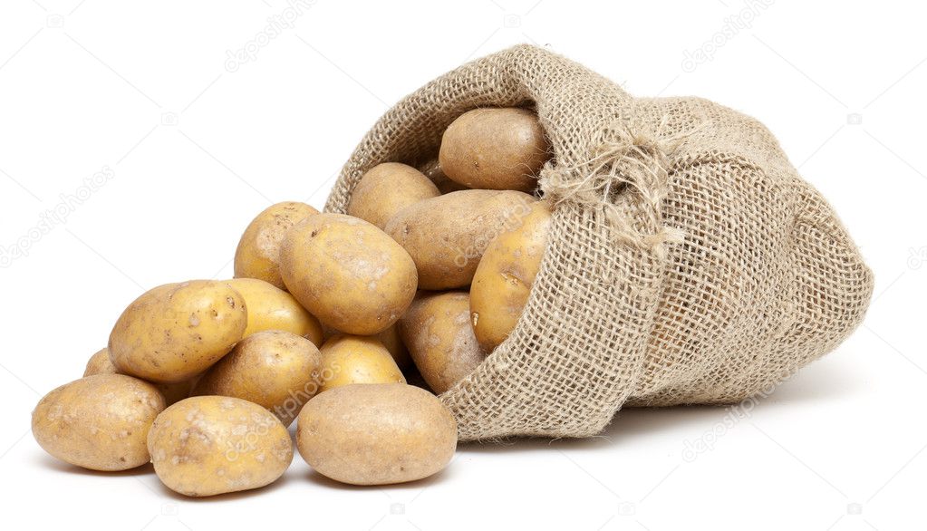 Potatoes in a burlap bag