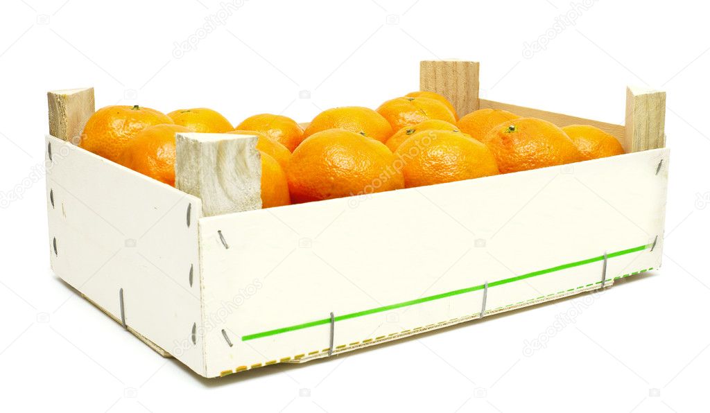 Mandarins in a wooden box