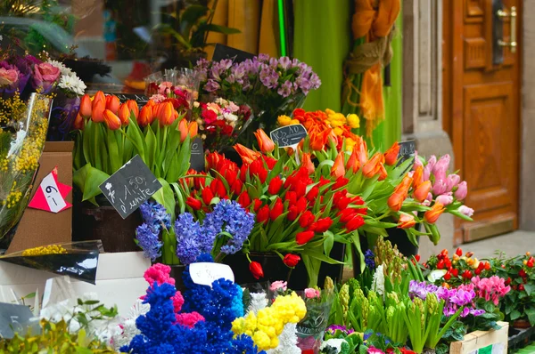 Ζωηρόχρωμα λουλούδια στην αγορά — Φωτογραφία Αρχείου