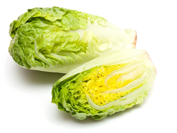 Листя салату ізольовані на білому — стокове фото