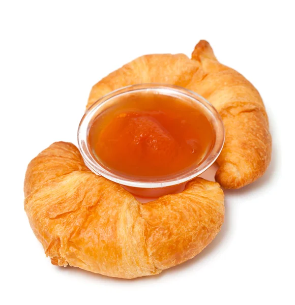 Dva croissanty a jam — Stock fotografie