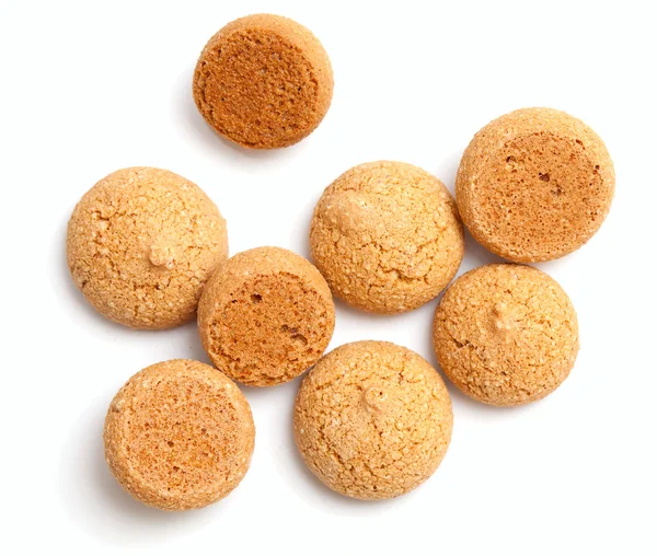 Traditional italian almond cookies - amaretti, isolated on white — Stock Photo, Image
