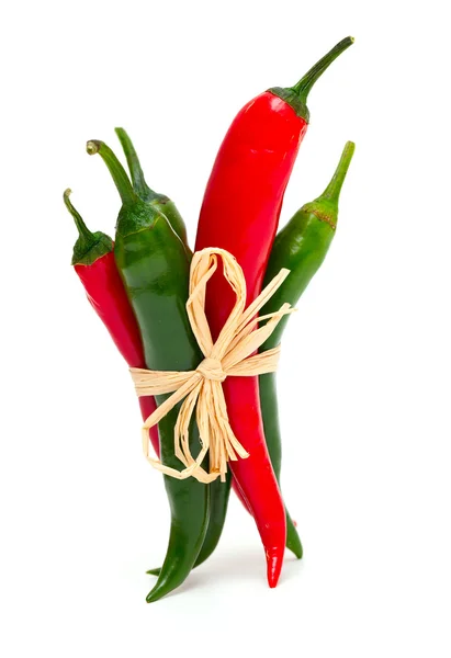 Związane z pepperoni Czerwony i zielony — Zdjęcie stockowe