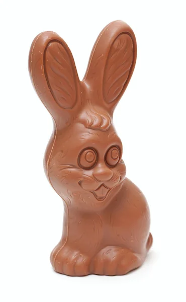 Coniglietto di cioccolato pasquale su sfondo bianco — Foto Stock