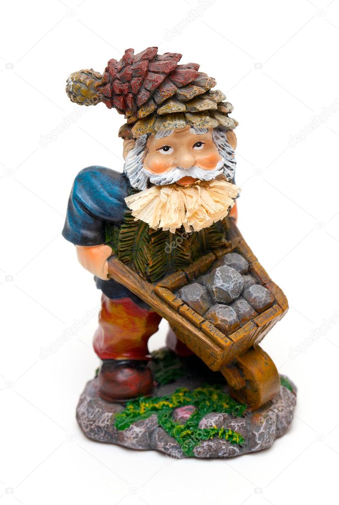 Colorful statue of a mountain worker with stones