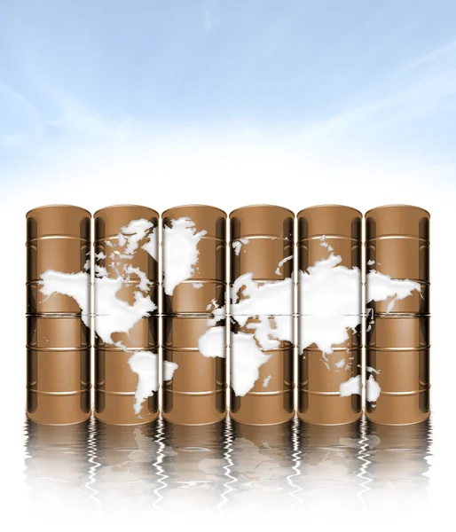 Olievaten en kaart — Stockfoto